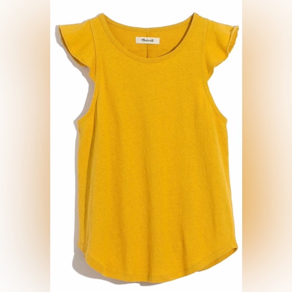 Madewell yellow ruffle sleeve tank top